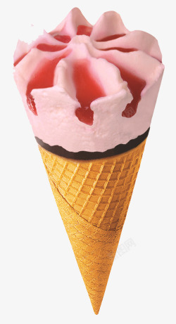美味冰激凌粉红色的甜筒高清图片