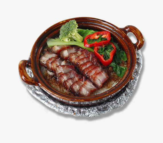 铝箔纸腊味煲仔饭png免抠素材_88icon https://88icon.com 棕色 煲仔饭 美食餐饮 腊味饭 西兰花 食物