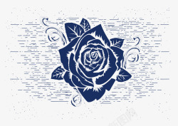 藏青色复古典雅玫瑰装饰案素材