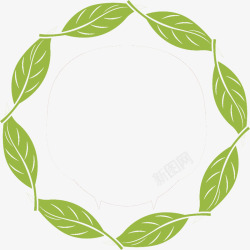 圆圈环绕绿叶围绕圆圈高清图片