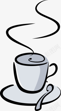 手绘可爱的小龙卡通下午茶饮品奶茶图矢量图图标图标