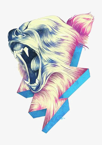 公熊png免抠素材_88icon https://88icon.com 动物 卡通 咆哮 手绘 棕熊 闪电
