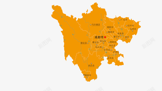 橙色四川地图和行政区域划分png免抠素材_88icon https://88icon.com 划分 四川 四川地图 地图 橙色 行政区域