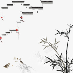 欧洲小镇装饰江南水墨竹子园林高清图片