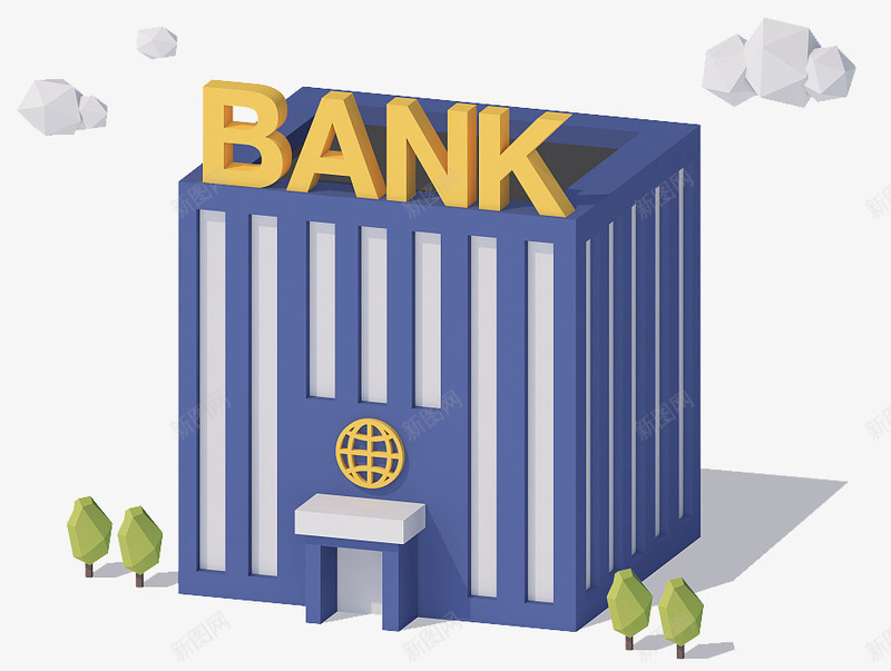 立体银行建筑背景png免抠素材_88icon https://88icon.com 商务 扁平 立体插图 金融 银行 银行业