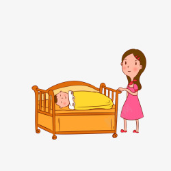 躺着的婴儿卡通婴儿床上休息的婴儿和站着的高清图片