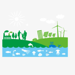 太阳能电池绿色小镇矢量图高清图片