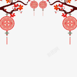 腊梅装饰酒瓶腊梅中国结春节装饰高清图片