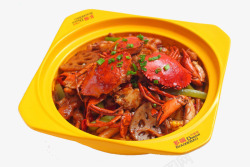 黄色容器餐饮行业肉蟹煲素材