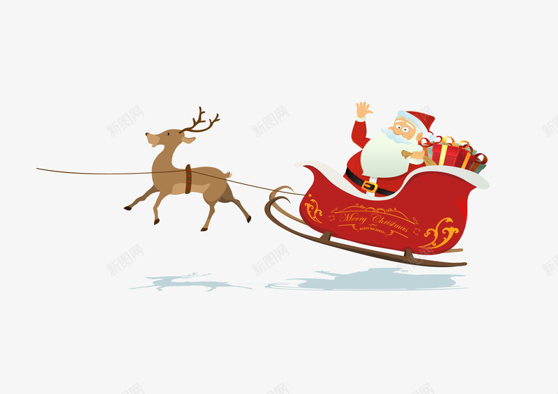 卡通奔跑的麋鹿和圣诞老人png免抠素材_88icon https://88icon.com 卡通 圣诞老人 奔跑 麋鹿