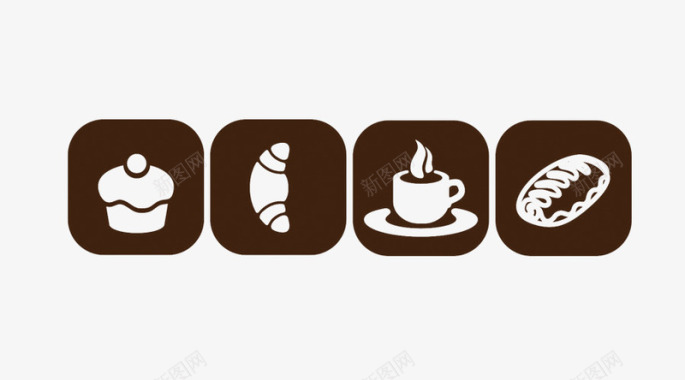 咖啡厅咖啡面包标识图标图标