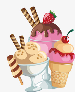 卡通冰淇淋夏天冷饮矢量图素材