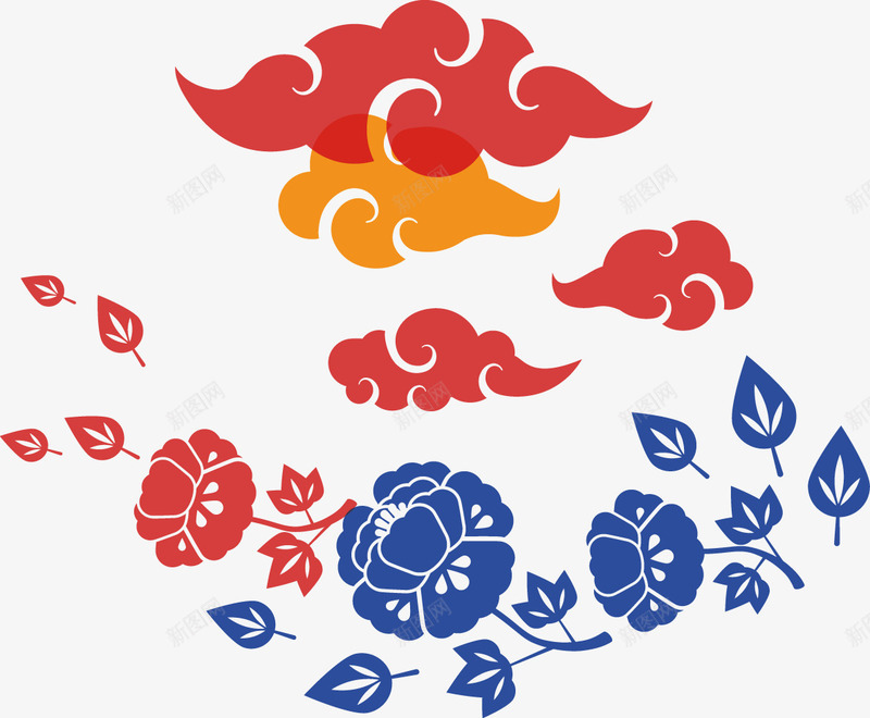 复古片png免抠素材_88icon https://88icon.com 免费png 图片 复古 插图 矢量云 矢量图片 矢量花 祥云 花纹