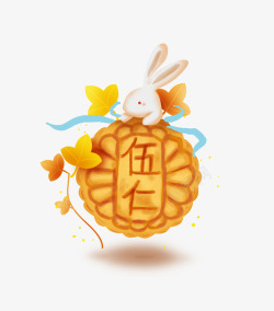 中秋节的兔子和月饼2素材