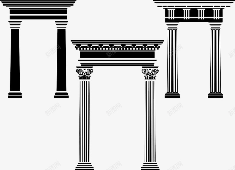 多立克柱式与爱奥尼亚柱式png免抠素材_88icon https://88icon.com 多立克柱式 爱奥尼亚柱式 罗马柱