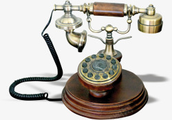 古代电话咖啡色复古电话机高清图片