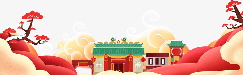 春节新年大门梅花云彩祥云png免抠素材_88icon https://88icon.com 云彩 大门 新年 新年元素 新年物料 新年素材 新年质感 春节 梅花 祥云