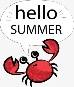 卡通螃蟹你好夏天矢量图素材