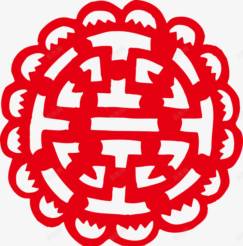 红色喜字窗花帖图png免抠素材_88icon https://88icon.com 剪纸 双喜 喜字贴 囍 囍底纹 大红喜字 婚庆 底纹 窗花帖 红色