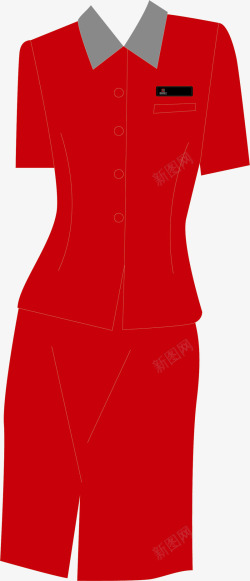 职业女装短袖红色裙子图高清图片