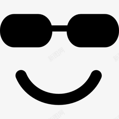 表情符号快乐的微笑的表情的方脸戴墨镜图标图标