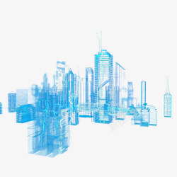 科技地图和建筑蓝色光影科技大楼高清图片