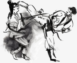 中国古风水墨武侠素材