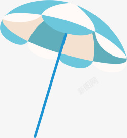 水彩蓝色太阳伞矢量图素材