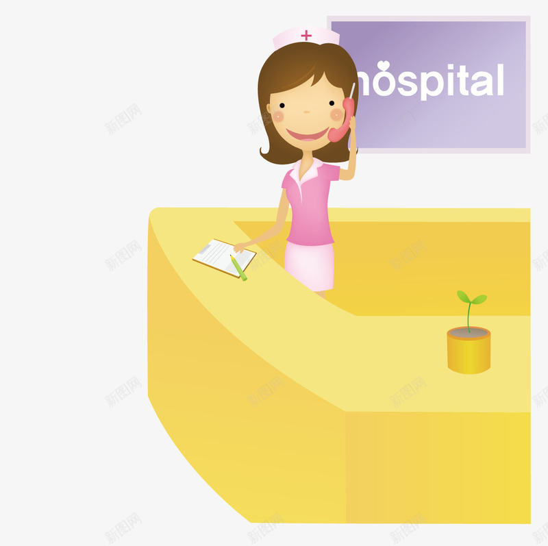 在前台打电话接待的女护士矢量图ai免抠素材_88icon https://88icon.com 前台 性感护士 打电话 护士 护士节插画 接待 矢量图
