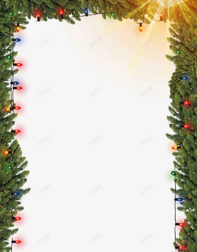 松树彩灯png免抠素材_88icon https://88icon.com 圣诞素材 手绘松枝素材 松树 松树彩灯素材 绿色植物素材