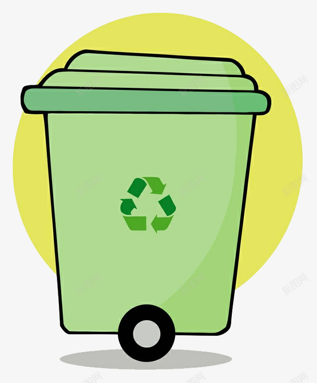 卡通绿色可循环垃圾桶png免抠素材_88icon https://88icon.com 三角 回收 垃圾 垃圾场 垃圾处理 垃圾桶 废物 废物利用 循环 清洁 环保 绿色