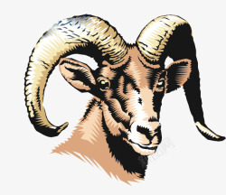 棕色羊头标志平面素材