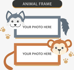 棕色脚印动物相框高清图片