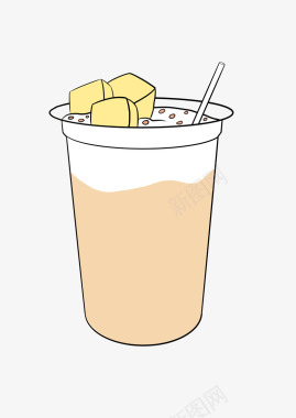 芒果奶茶手绘奶茶图标元素卡通图标