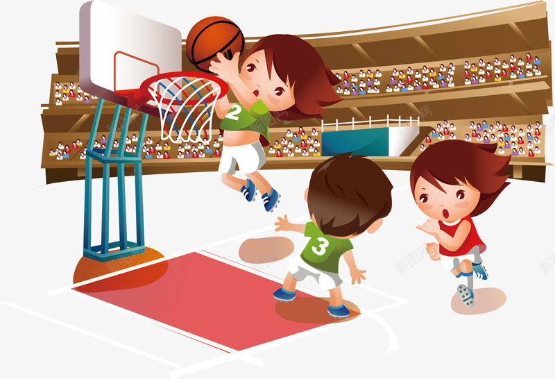 可爱卡通篮球运动矢量图ai免抠素材_88icon https://88icon.com 儿童 卡通 可爱 孩子 篮球 运动 矢量图