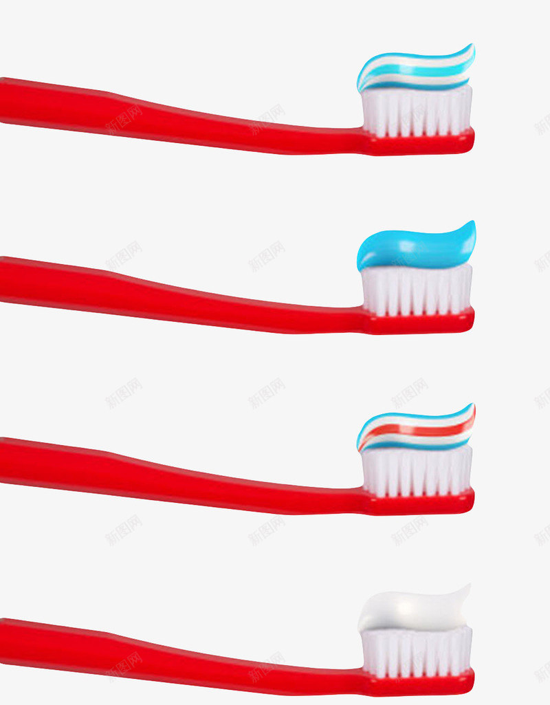 三个挤了牙膏的红色牙刷实物png免抠素材_88icon https://88icon.com 刷牙用具 工具 彩色 手柄 排列 整齐 日用品 条纹 毛刷 清洁 牙膏 牙齿 用具