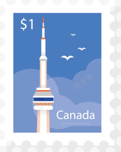 邮票收藏品免抠加拿大邮票矢量图高清图片