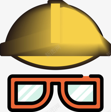 扁平风卡通工业工具安全头盔图标图标