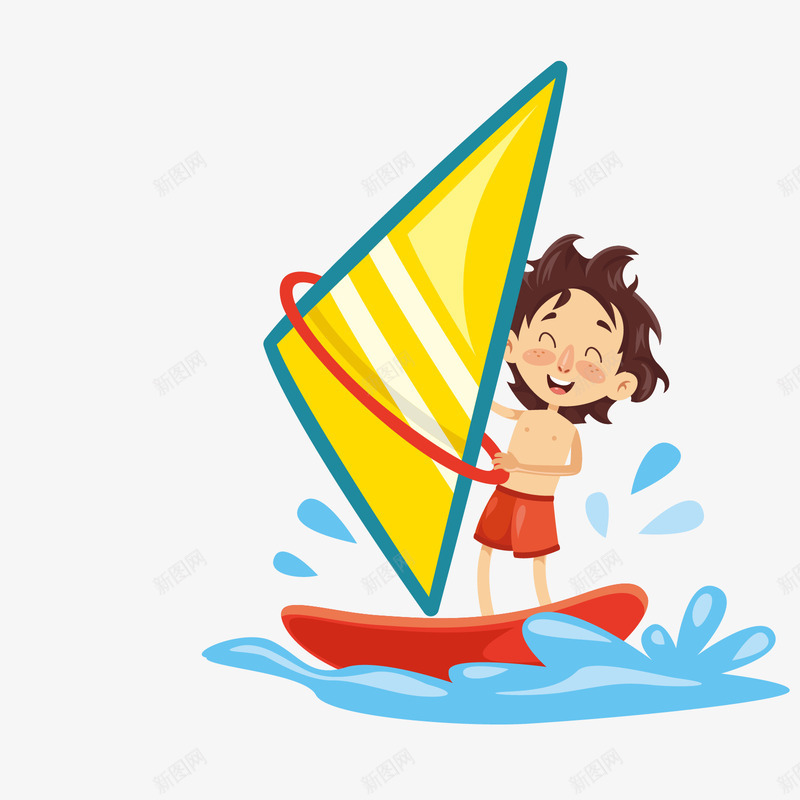 开心帆船冲浪的卡通男孩矢量图ai免抠素材_88icon https://88icon.com 冲浪男孩 卡通 卡通男孩 帆船 帆船冲浪 开心冲浪 红色 矢量图