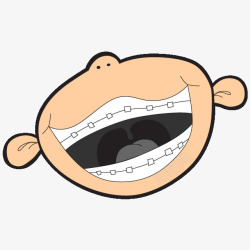 卡通男孩张大嘴巴矫正牙齿插画免素材