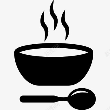 欧美厨房设计汤热碗勺图标图标