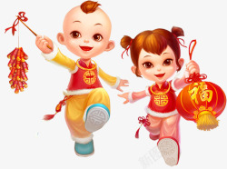 传统艺术字中国年娃娃高清图片