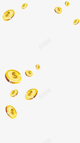 黄色漂浮的金币png免抠素材_88icon https://88icon.com 漂浮 金币 飞扬的金币 黄色