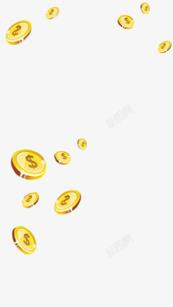 黄色的钱币黄色漂浮的金币高清图片