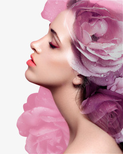 精致花卉时尚彩妆女性脸部特写高清图片