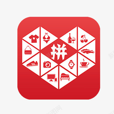 心电图红色红色拼多多购物软件logo图标图标