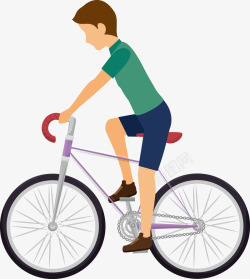 扁平化骑自行车的男孩素材