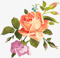 手绘创意彩色玫瑰花素材