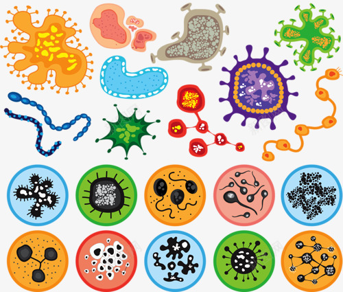 细菌png免抠素材_88icon https://88icon.com 卡通细菌 微生物 怪物 病毒