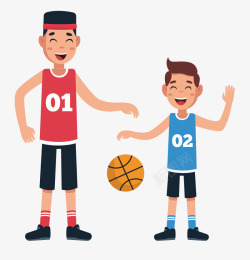 卡通手绘全民健身日打篮球的男孩素材